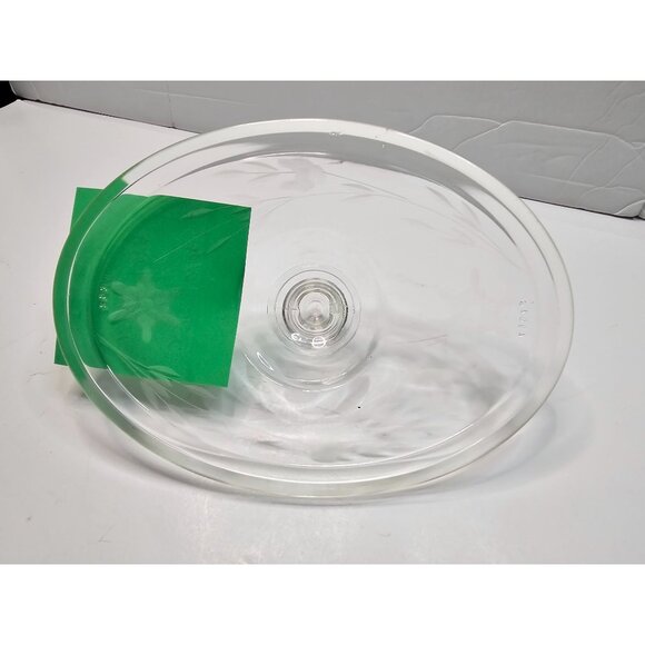 Pyrex Clear Oval Glass Lid 2931 Etched Floral 5.75" Wide 7.75" Long - Picture 5 of 6